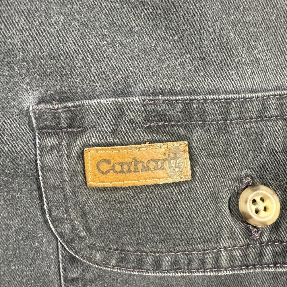 Carhartt Shirt Mens XL Gray Denim Long Sleeve Button Up Workwear Casual - Picture 3 of 8